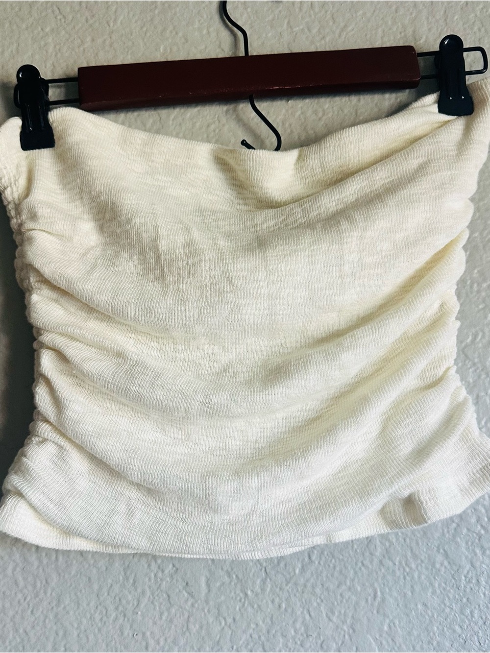 Free People Boulevard Cream Ruched Tube Top